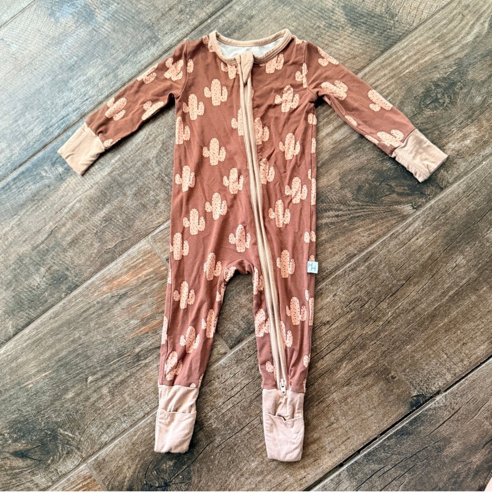 House of Henry Baby Bamboo Cactus Loveralls Jammy Sleeper, Clay Brown, 3-6 mo